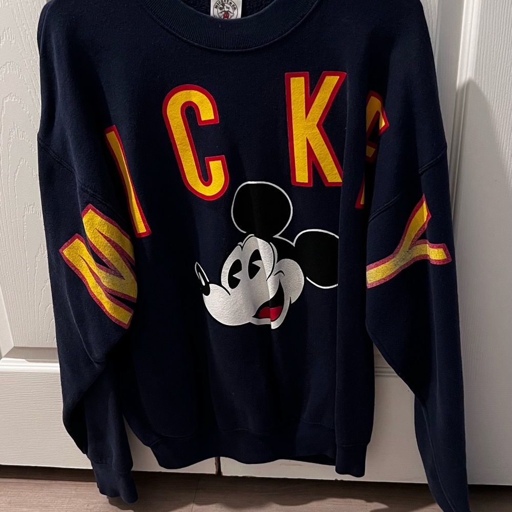 Disney Mickey Mouse Navy and Yellow Crewneck Sweater